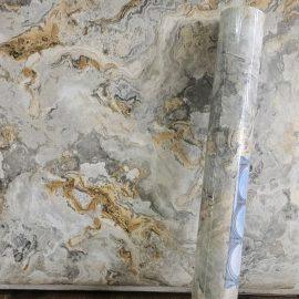 Marble 3D Wallpaper – Elegant Grey & Gold Texture  Product Code: 97101